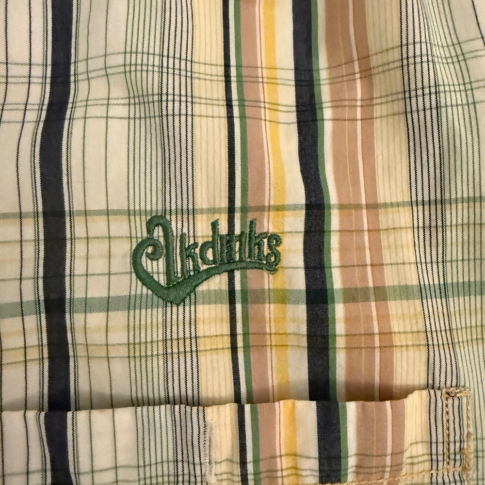 Vintage Akademiks Plaid Button Down Shirt Mens 2XL Green Yellow Y2K Streetwear - Picture 11 of 11